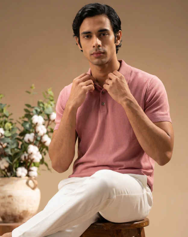 Clay Pink Cotton-Bamboo Signature Polo