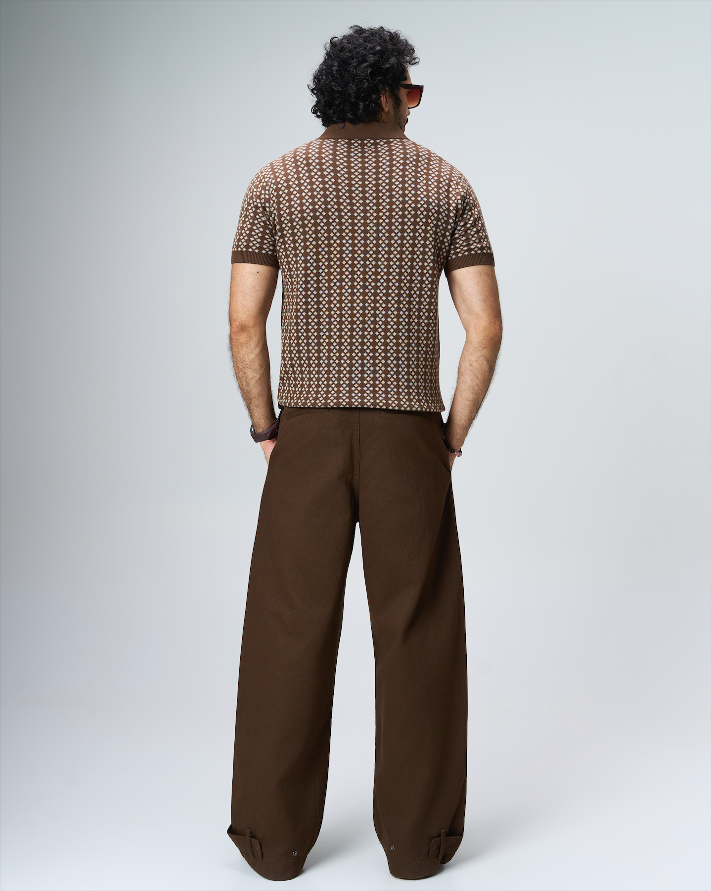 Cocoa Brown Luxe Diamond V-Polo - 100% Cotton - II