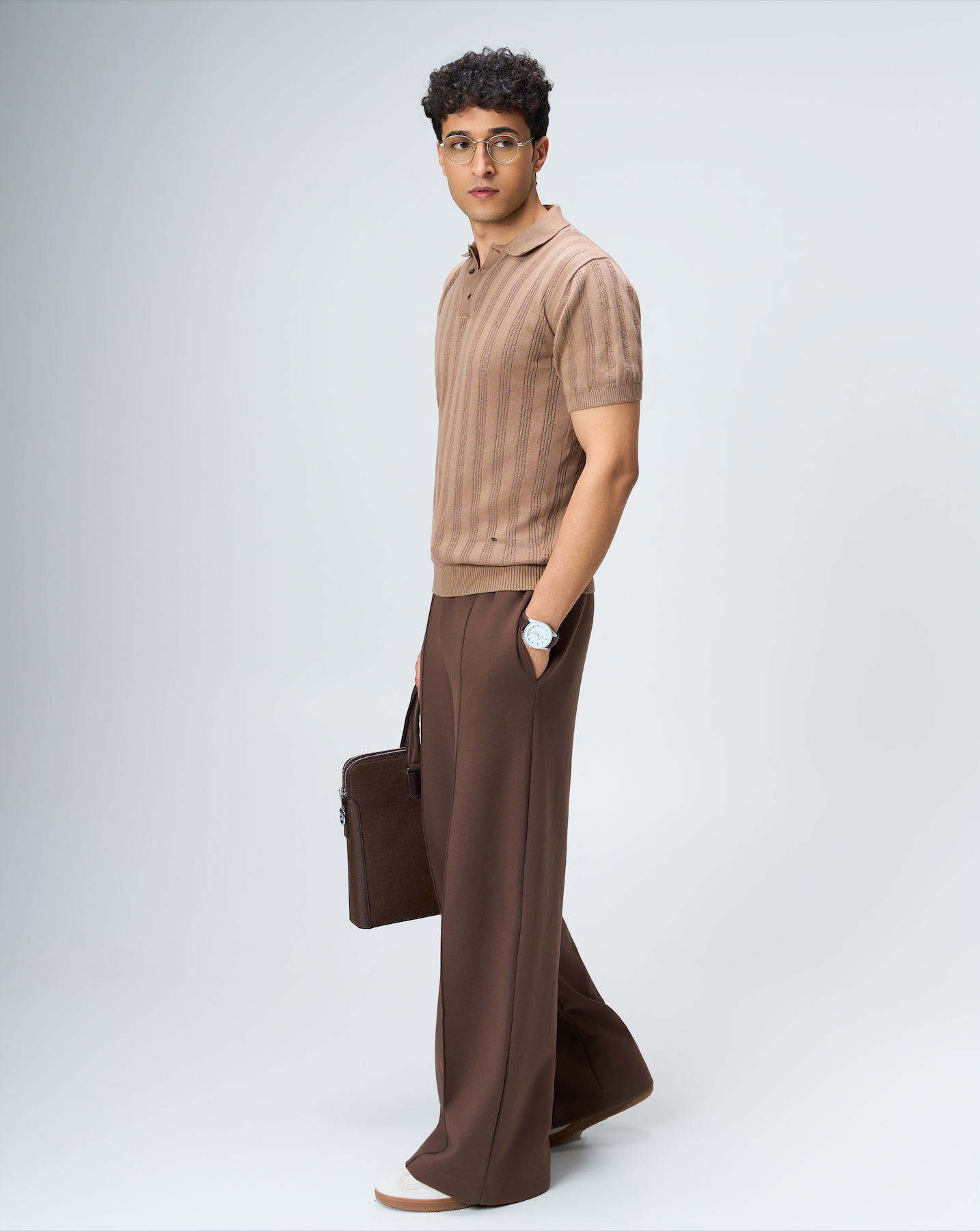 Warm Tan Linear B-Polo - 100% Cotton - II