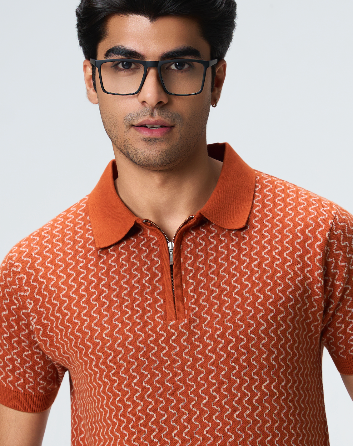 Burnt Ochre Waveline Z-Polo - 100% Cotton - II