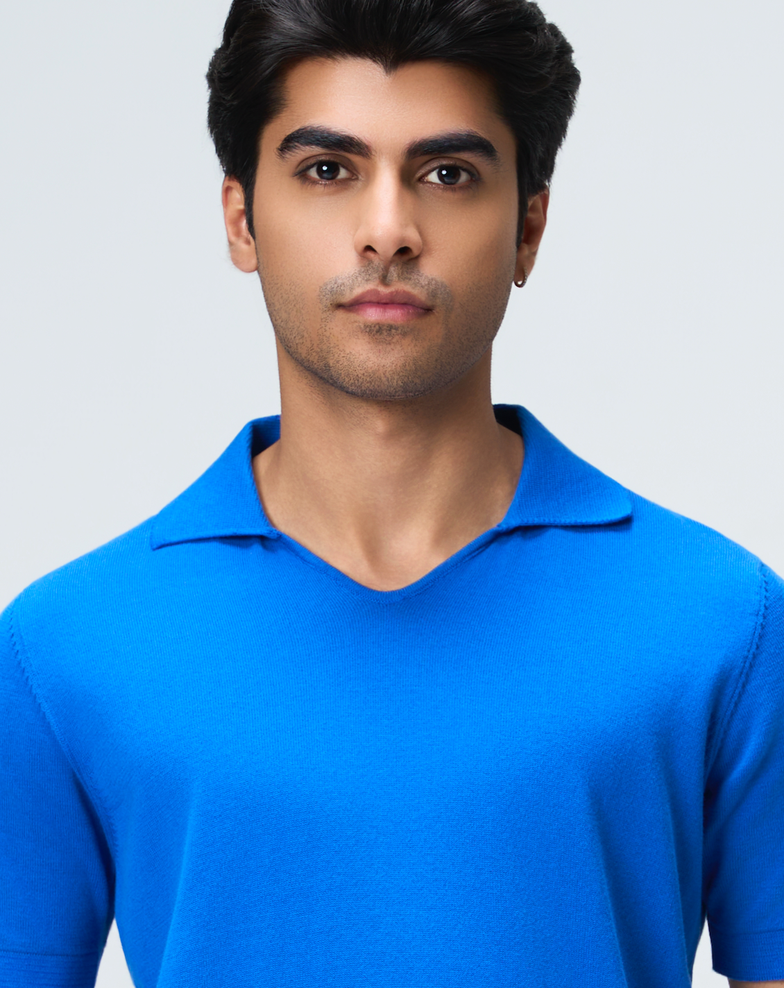 Electric Blue Piqué U-Polo - 100% Cotton - II