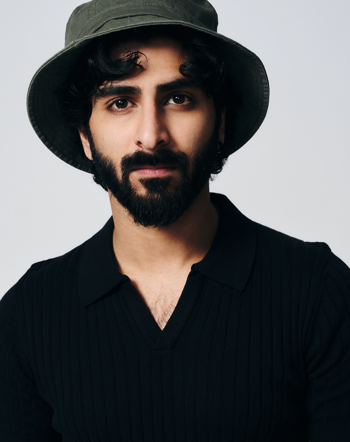 Ink Black Drop Needle V-Polo - Cotton Bamboo - I