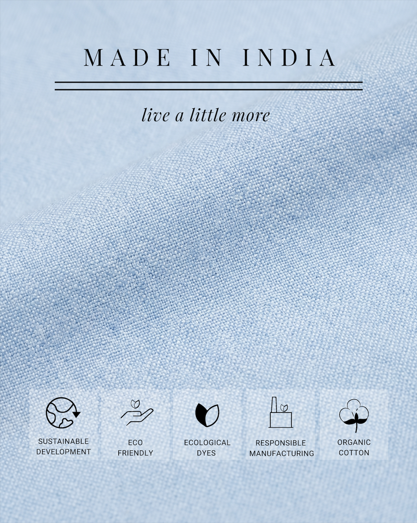 Ice Blue 100% Cotton Oxford Chambray Shirt