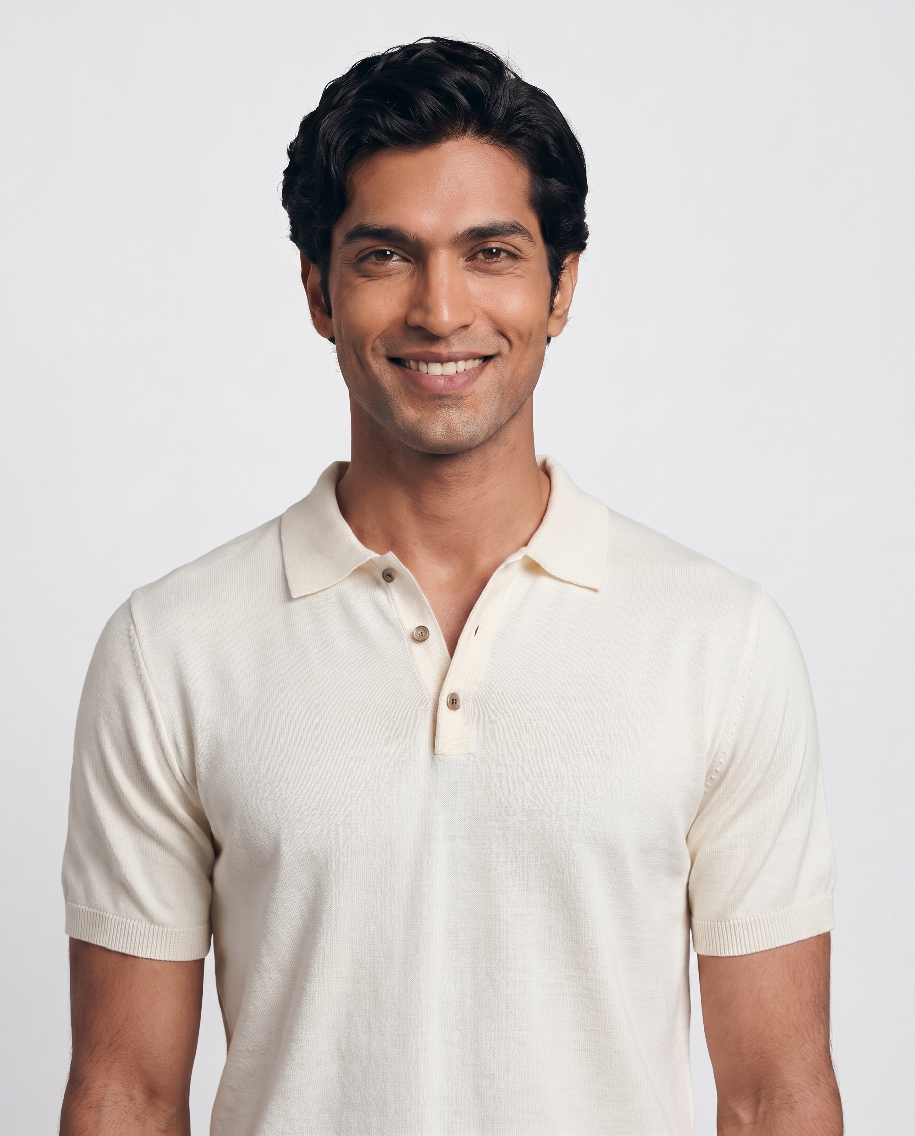 Soft White Cotton-Bamboo Signature Polo