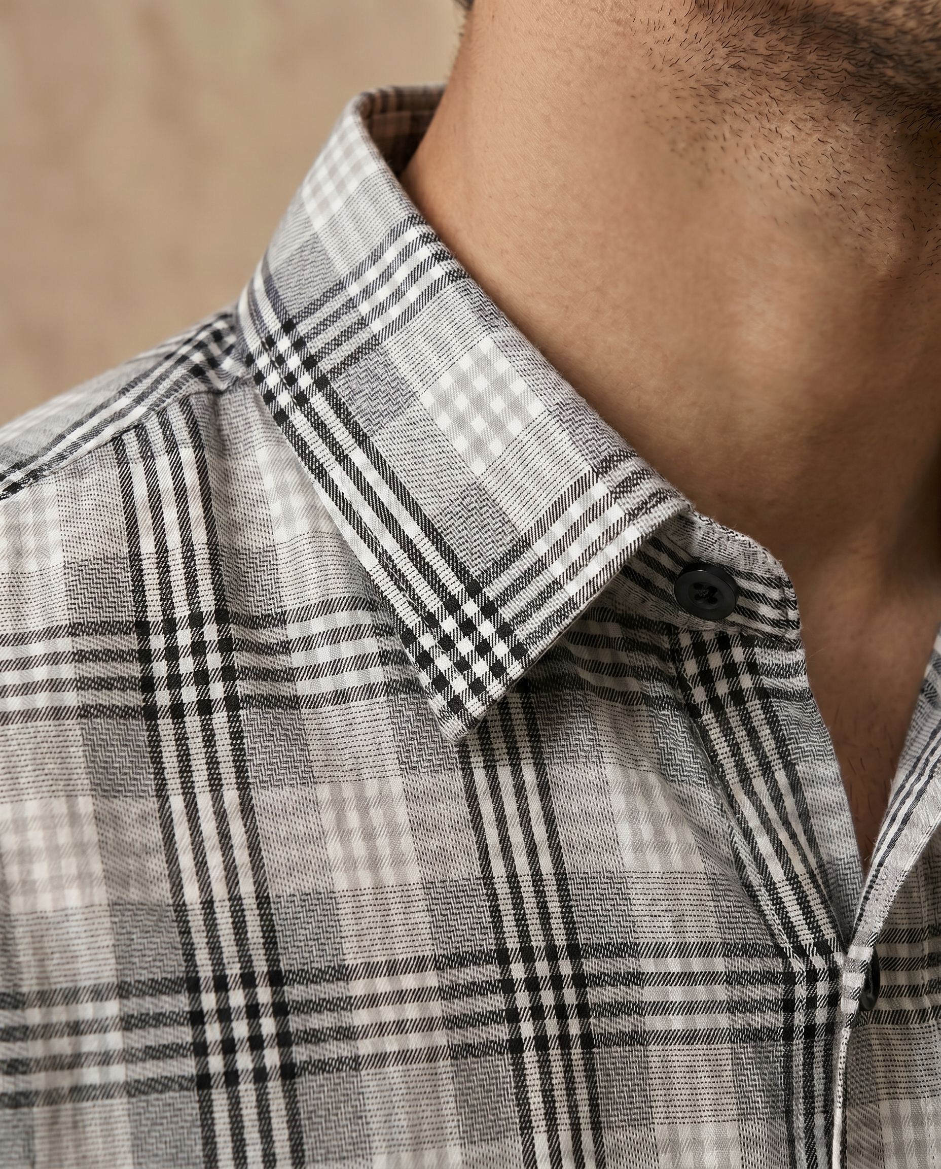 Ink Black Prince of Wales Check Shirt