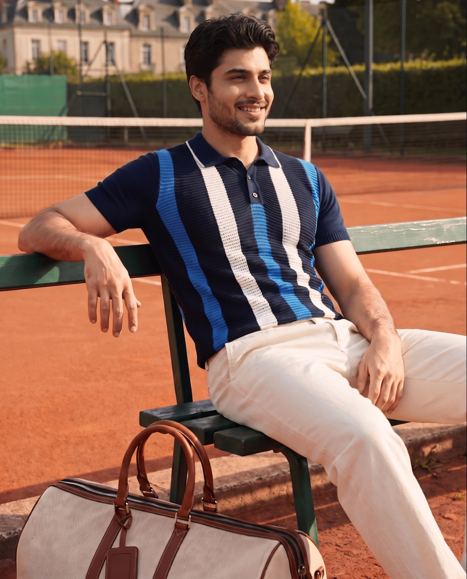Midnight Blue Pixel Stripe B-Polo