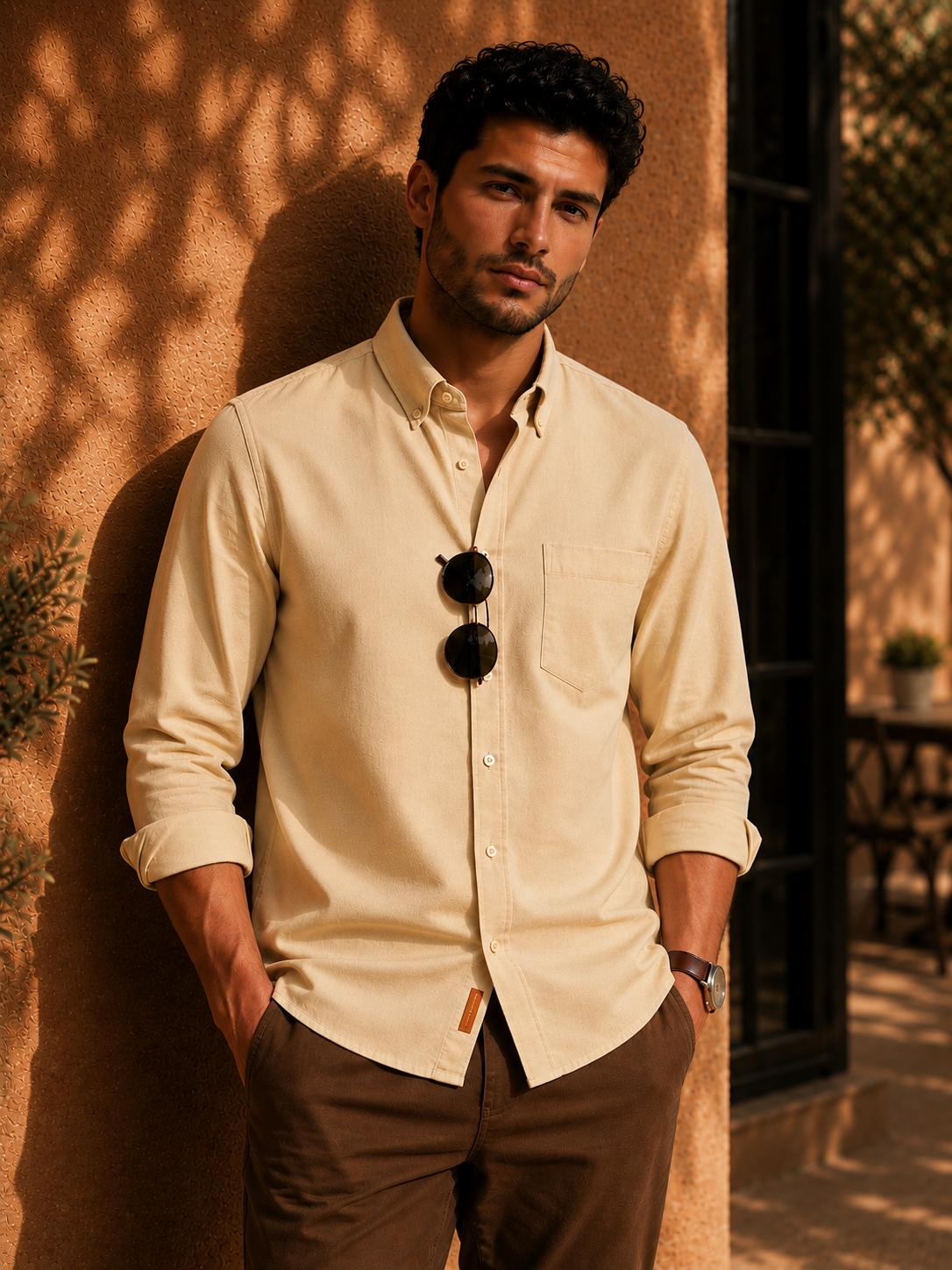 Light Beige Oxford Chambray Shirt