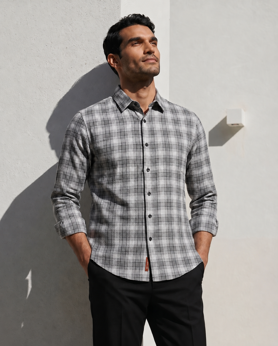 Ink Black Prince of Wales Check Shirt