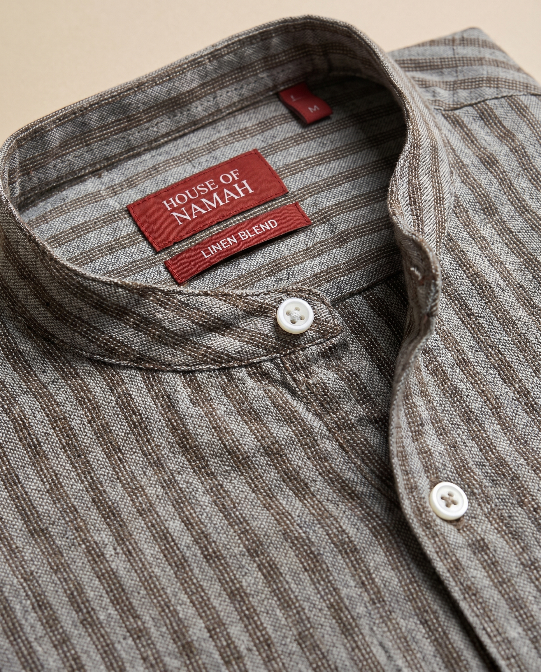 Cocoa Brown Mandarin Stripe Shirt