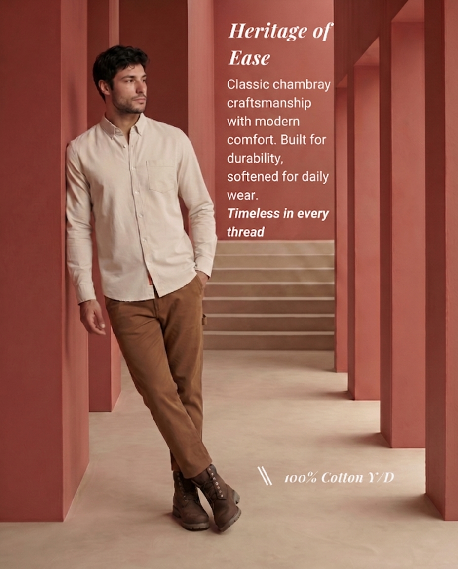 Light Beige Oxford Chambray Shirt