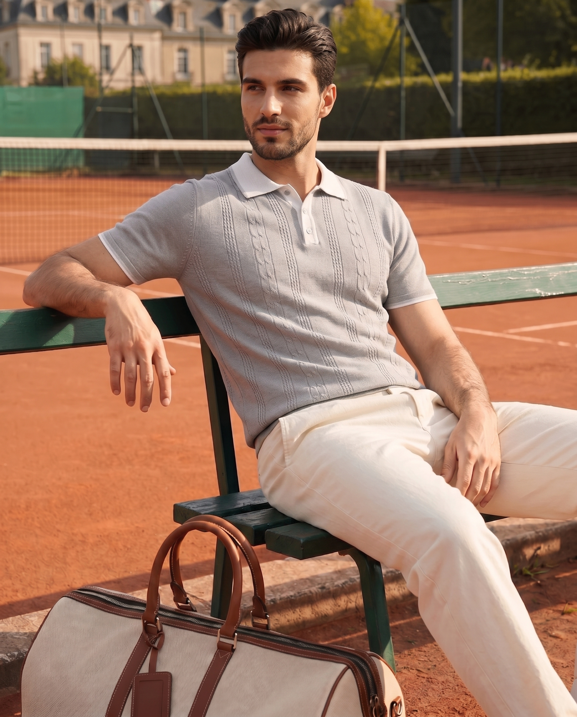 Dark Natural Tri-Colour Cable V-Polo