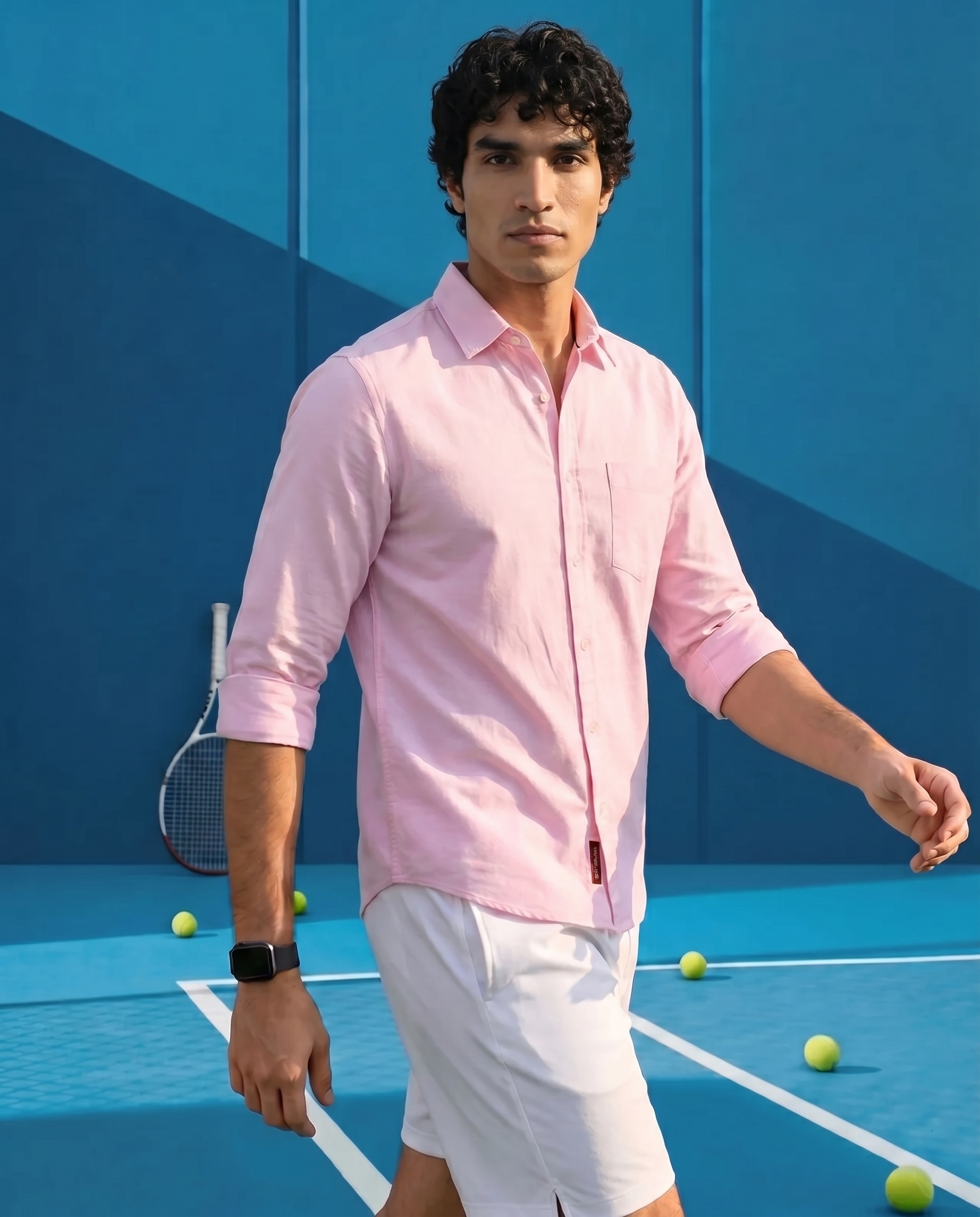 Baby Pink Heavy Oxford Stretch Cotton Shirt