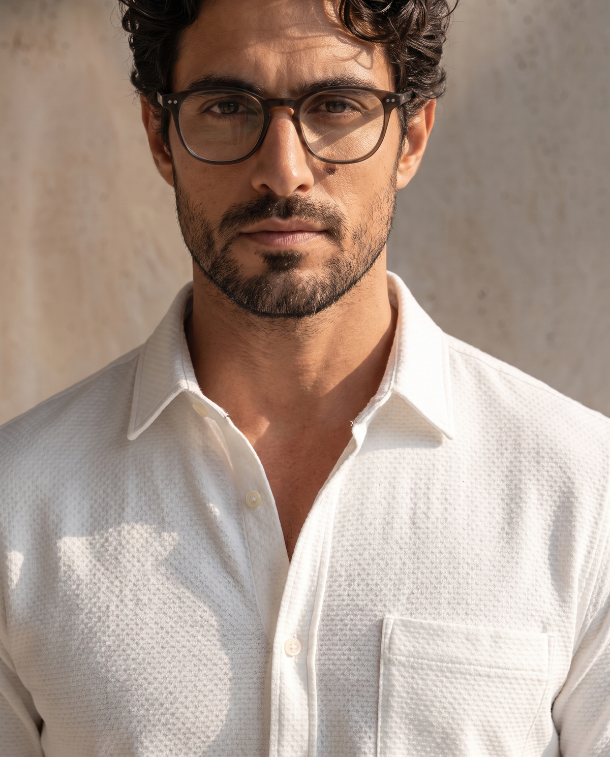 Soft White Waffle Textured Shirt