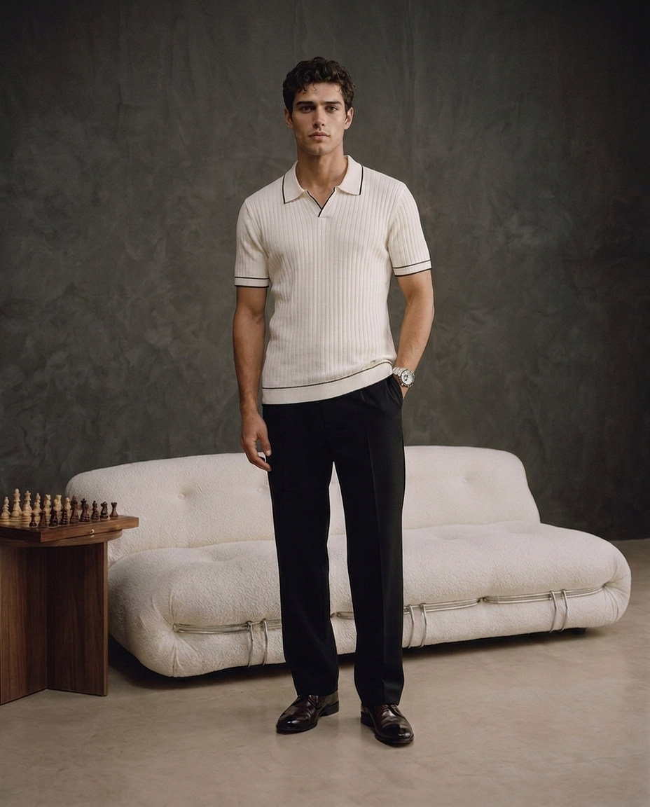Soft White Edge V-Polo