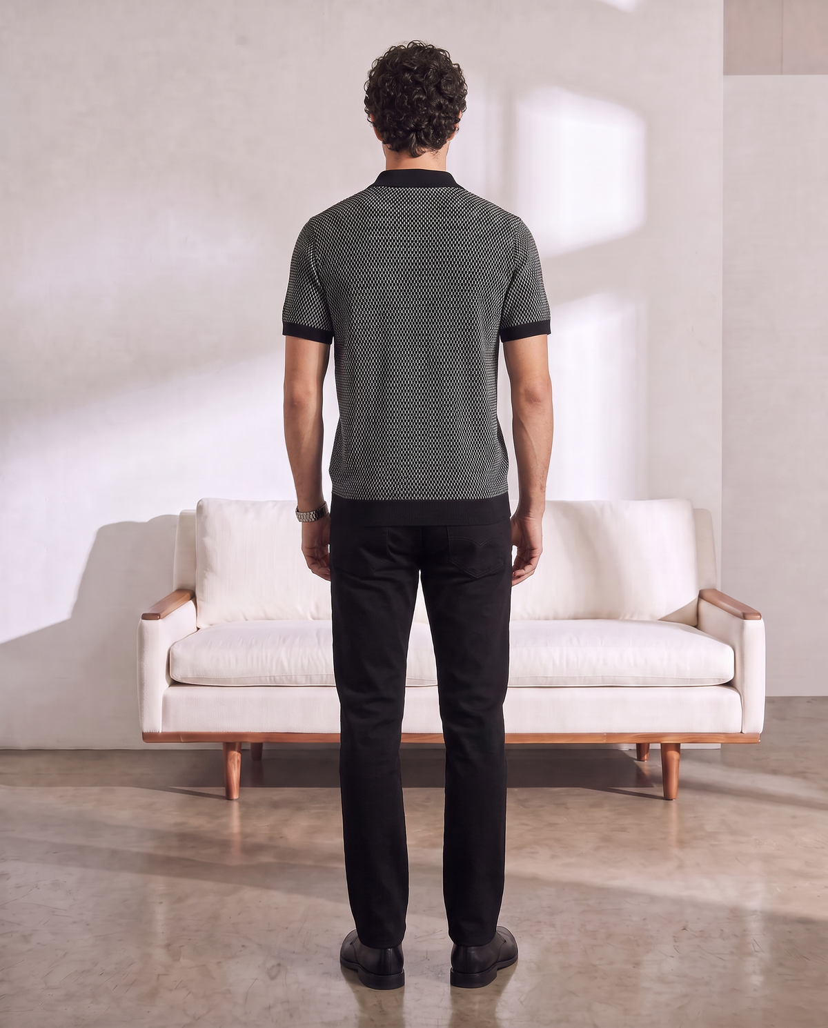 Ink Black Milano Jacquard Z-Polo