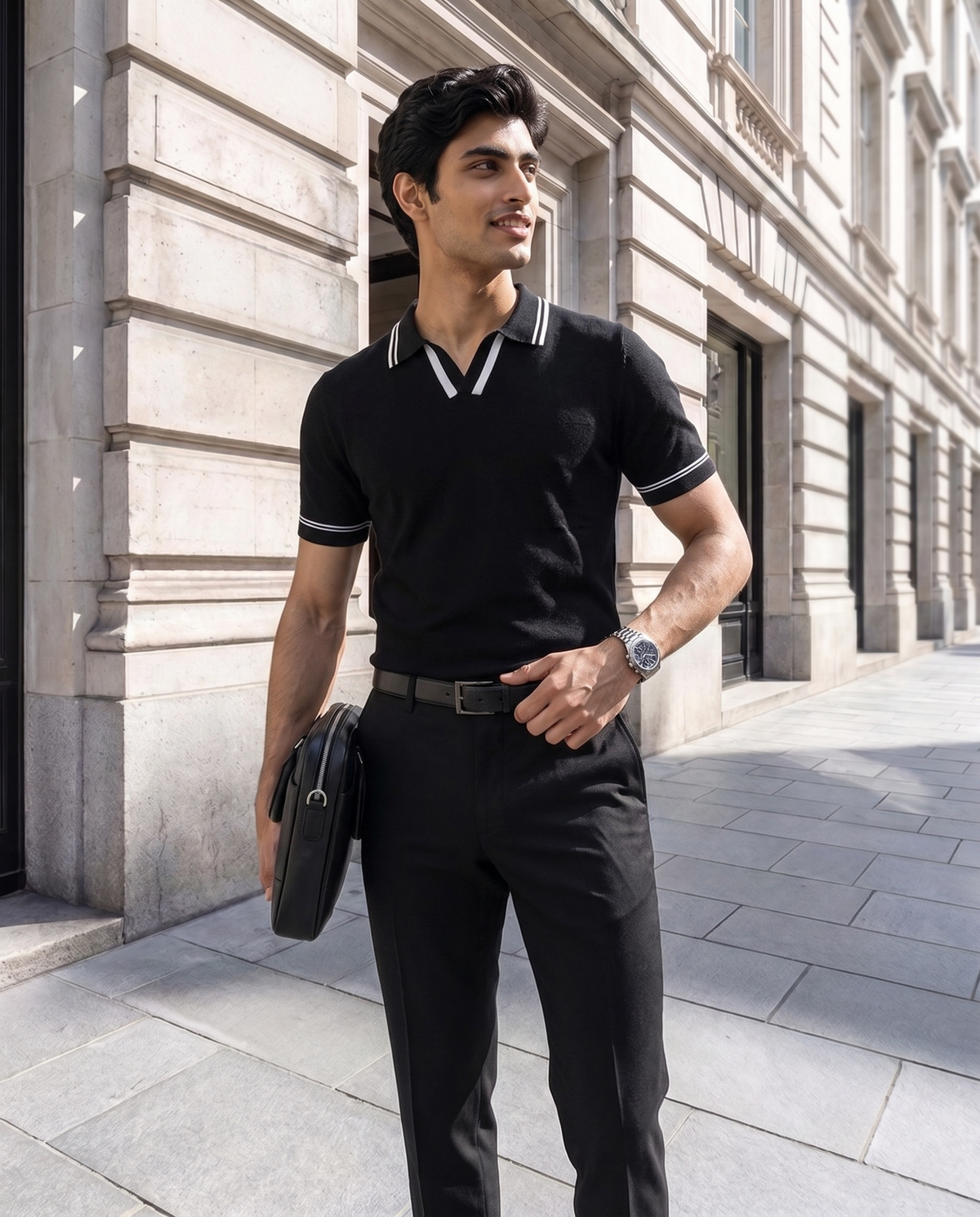 Ink Black Twinline V-Polo
