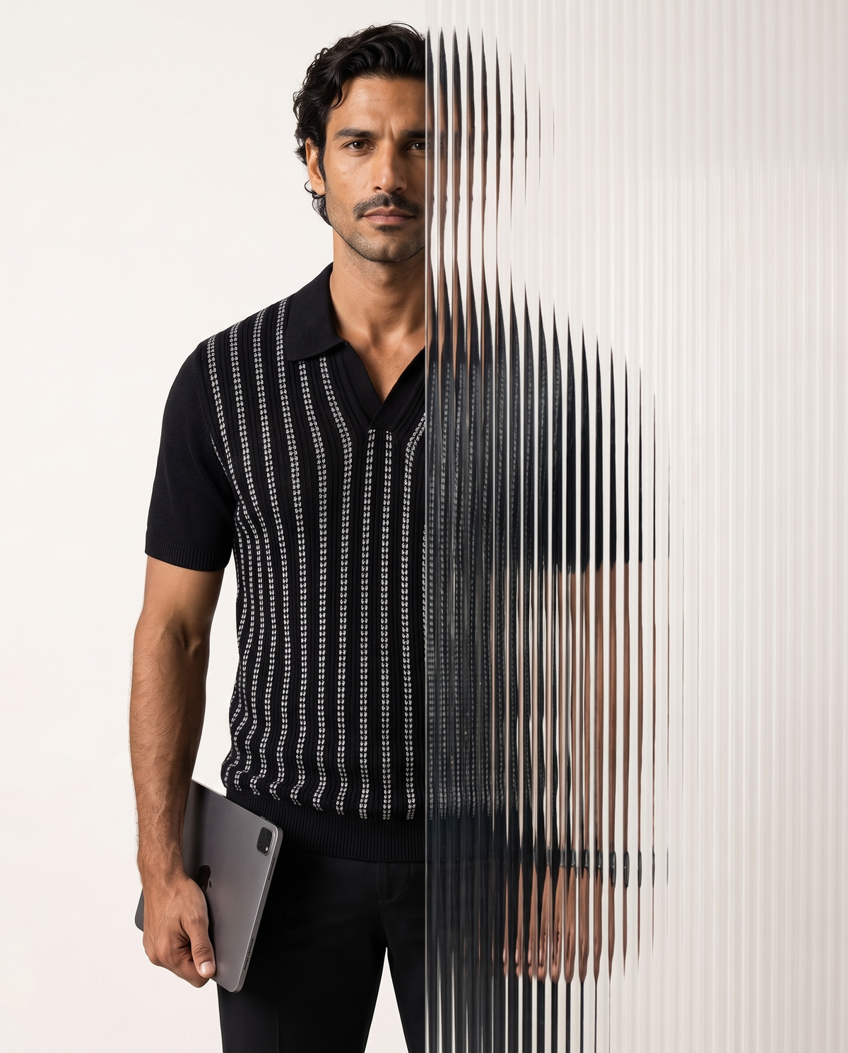 Ink Black Trackline V-Polo