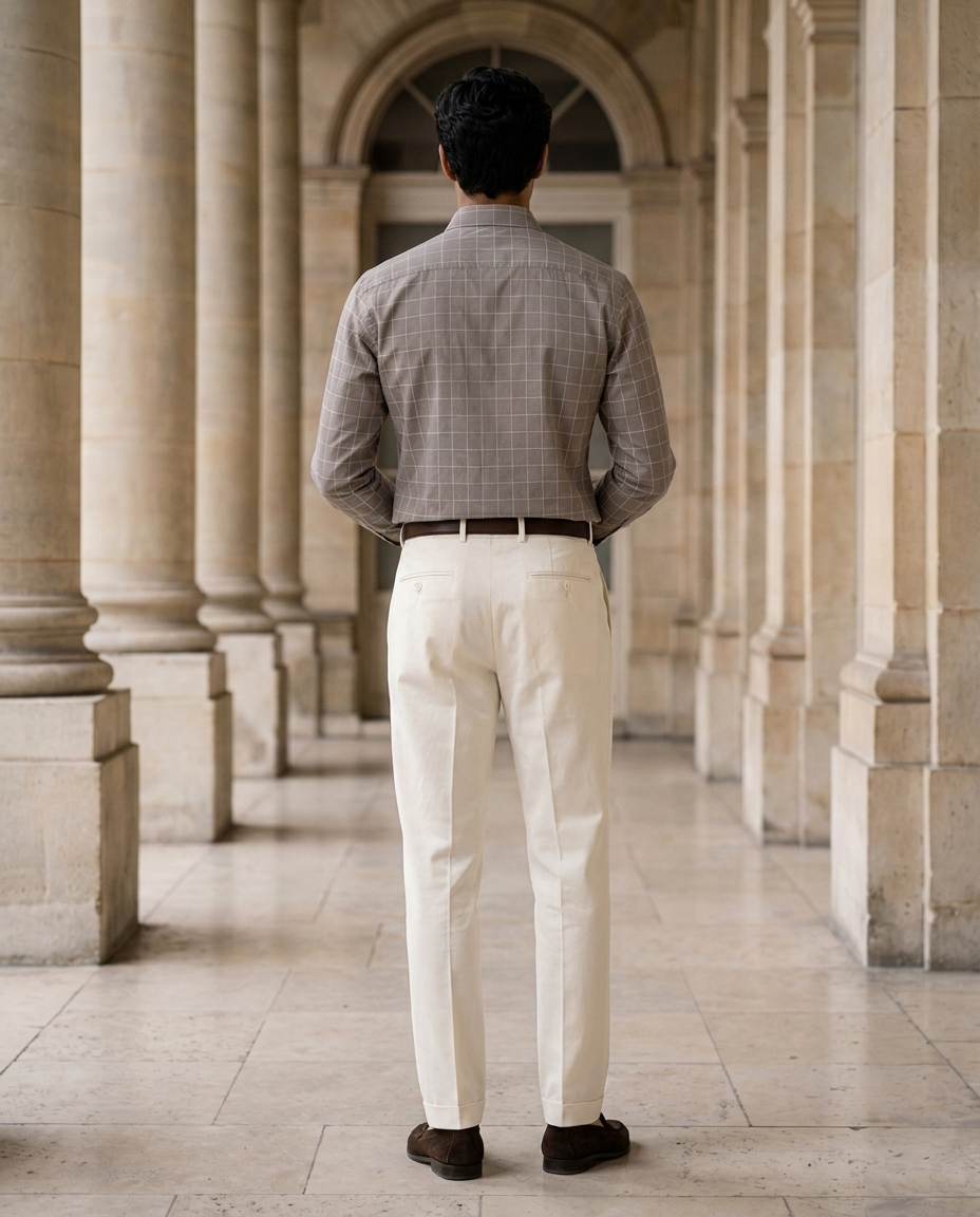Mocha Taupe Windowpane Check Shirt
