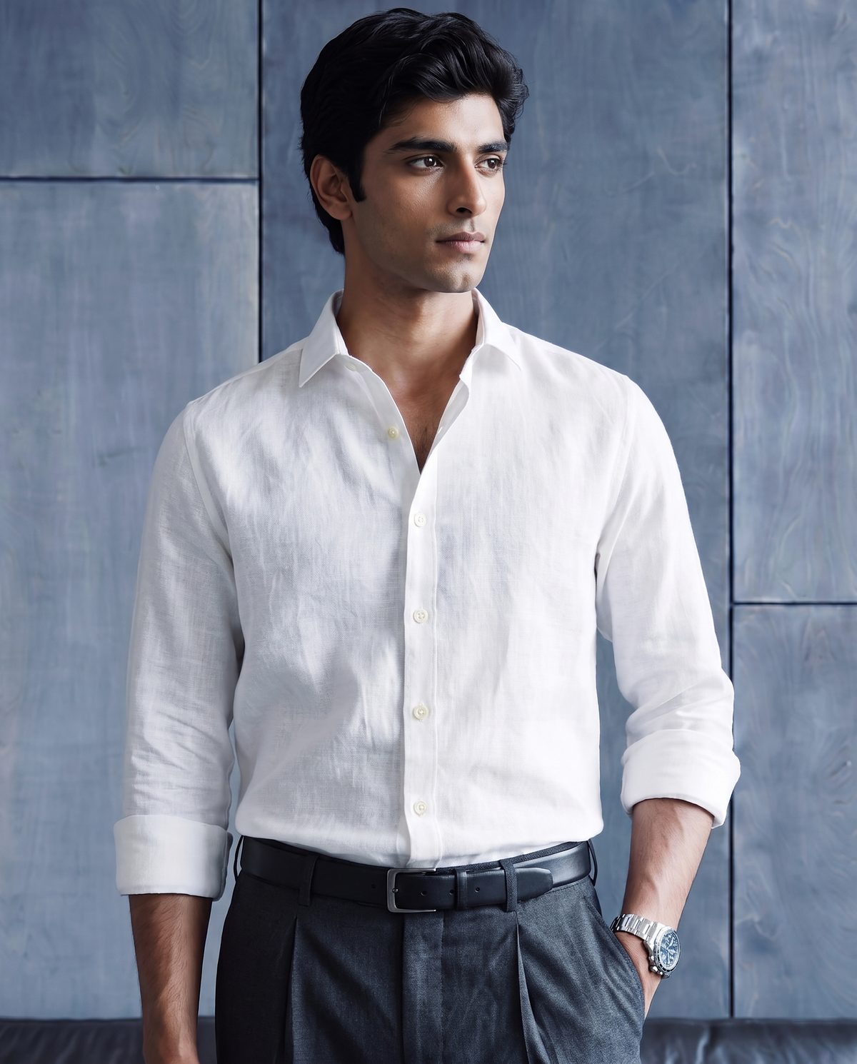Ivory White Cosmo Linen Blend Shirt