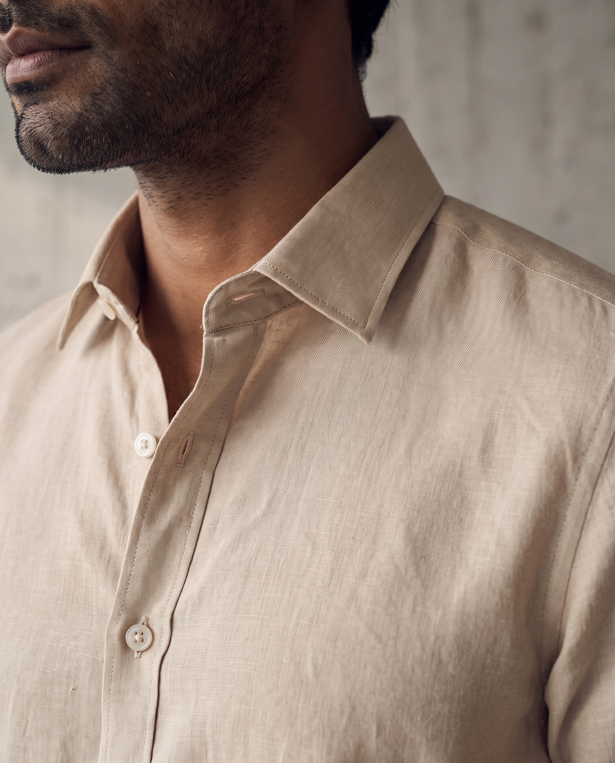 Warm Tan Cosmo Linen Blend Shirt