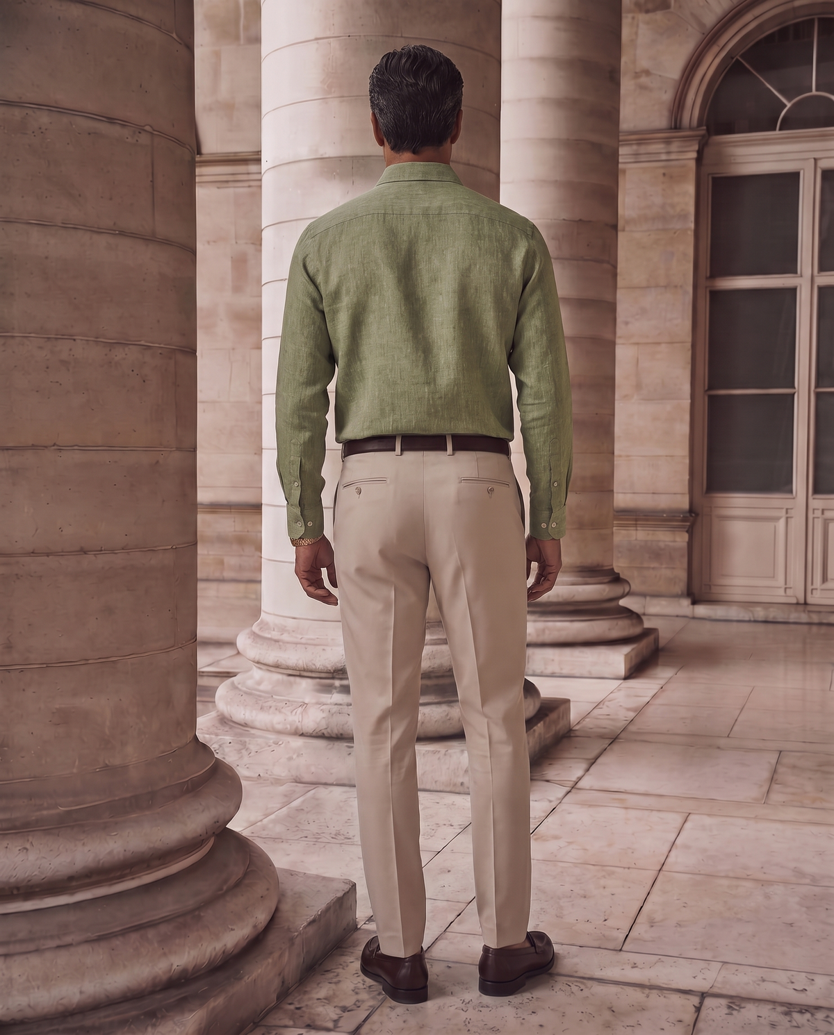 Sage Green Mélange Linen Blend Shirt