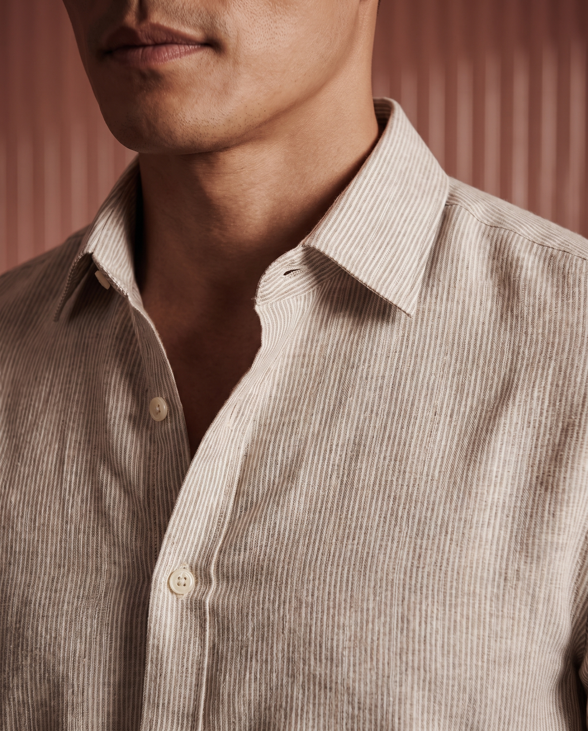 Natural Linen Blend Pinstripe Shirt