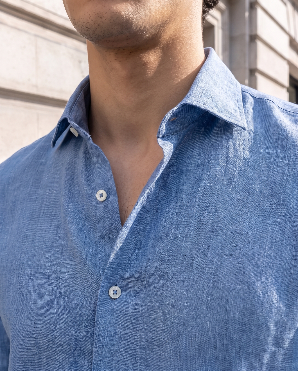 Denim Blue Delavé 100% Linen Shirt