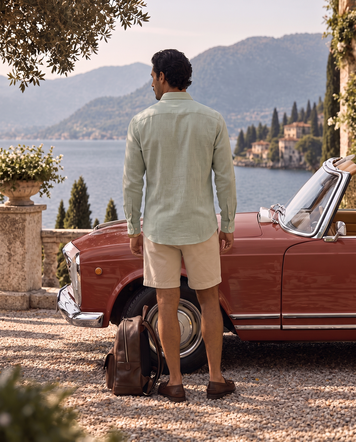 Sage Green Microcheck 100% Linen Shirt
