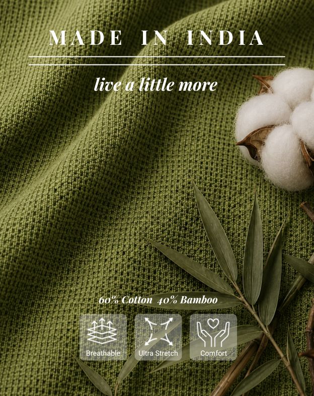 Fern Green Cotton Bamboo Waffle Polo