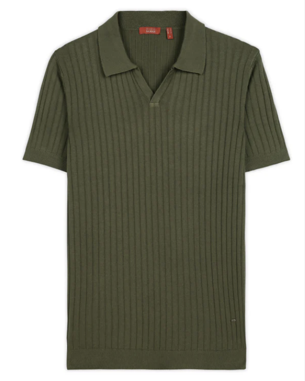 Olive Green Cotton Bamboo V-Neck Polo