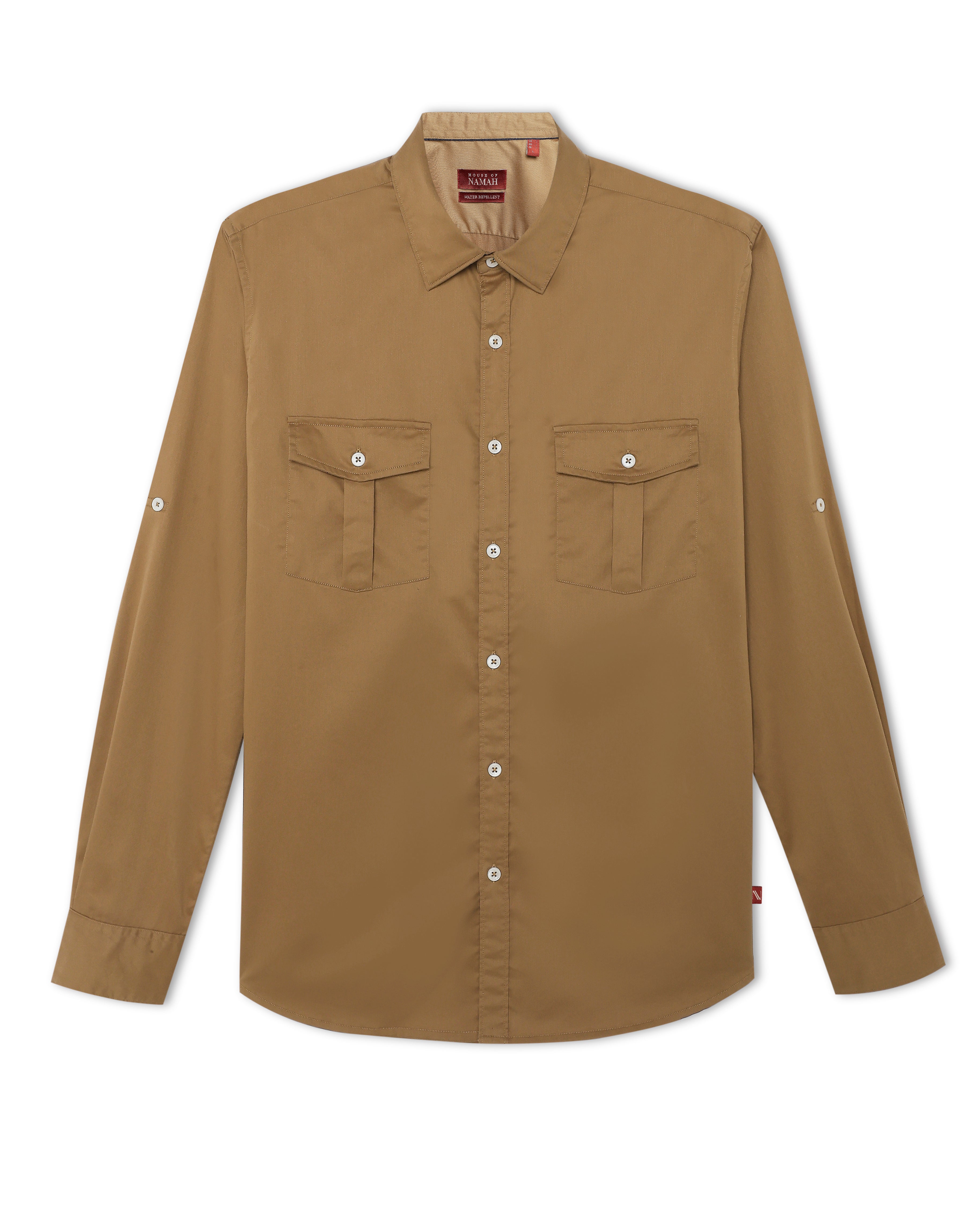 Tobacco Brown Water-Repellent Safari Shirt