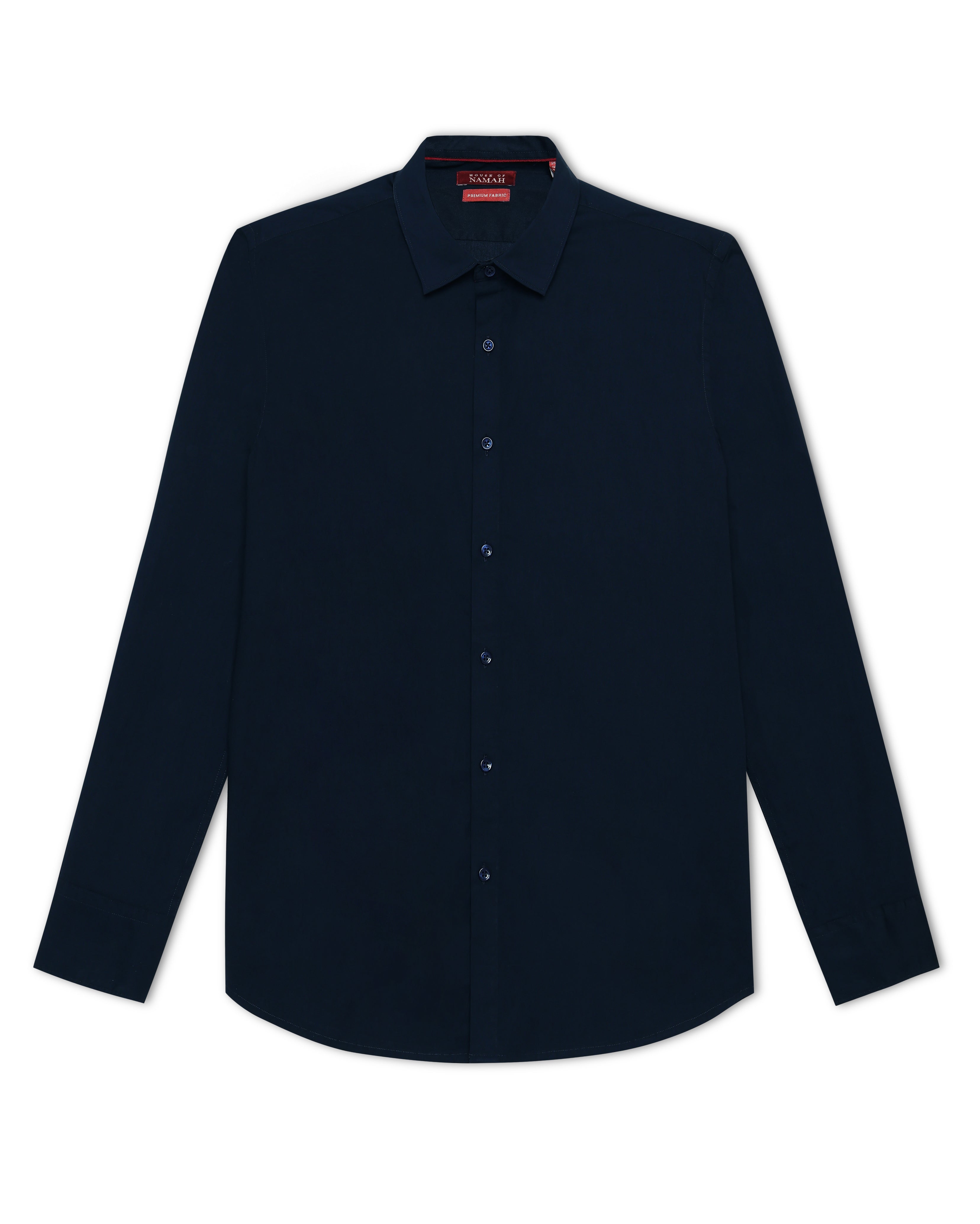 Midnight Blue Poplin Stretch Cotton Shirt