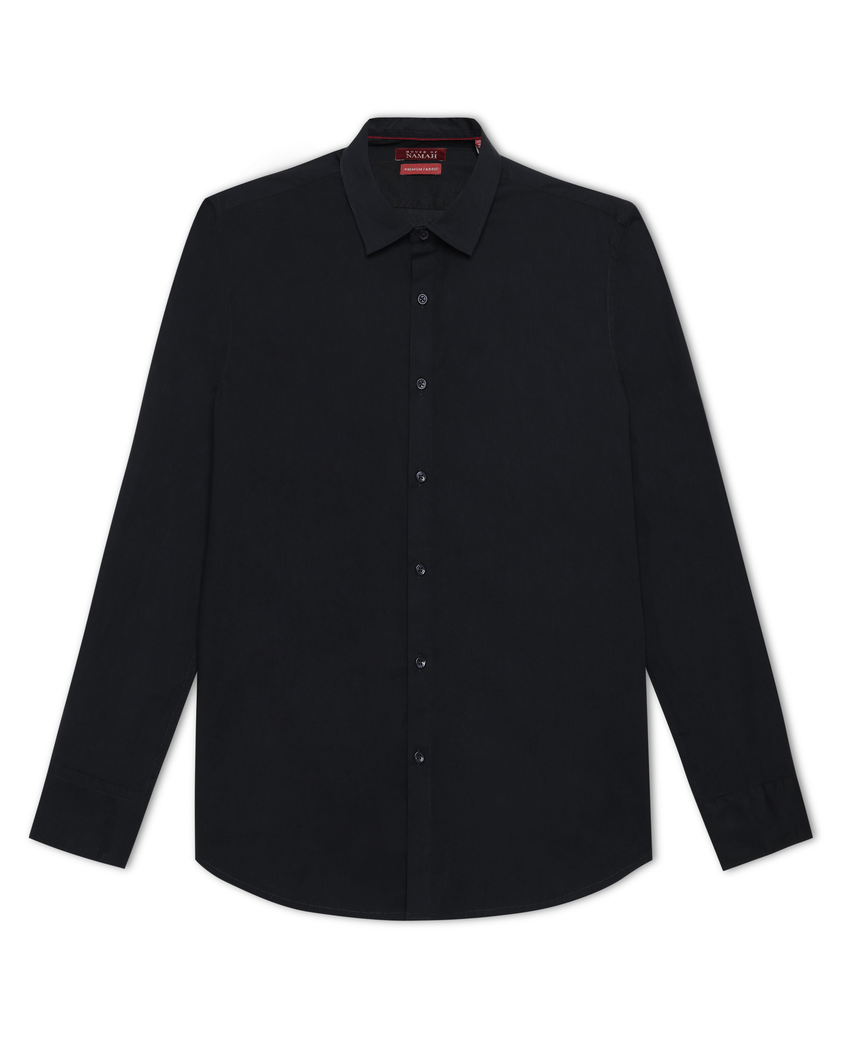 Ink Black Poplin Stretch Cotton Shirt