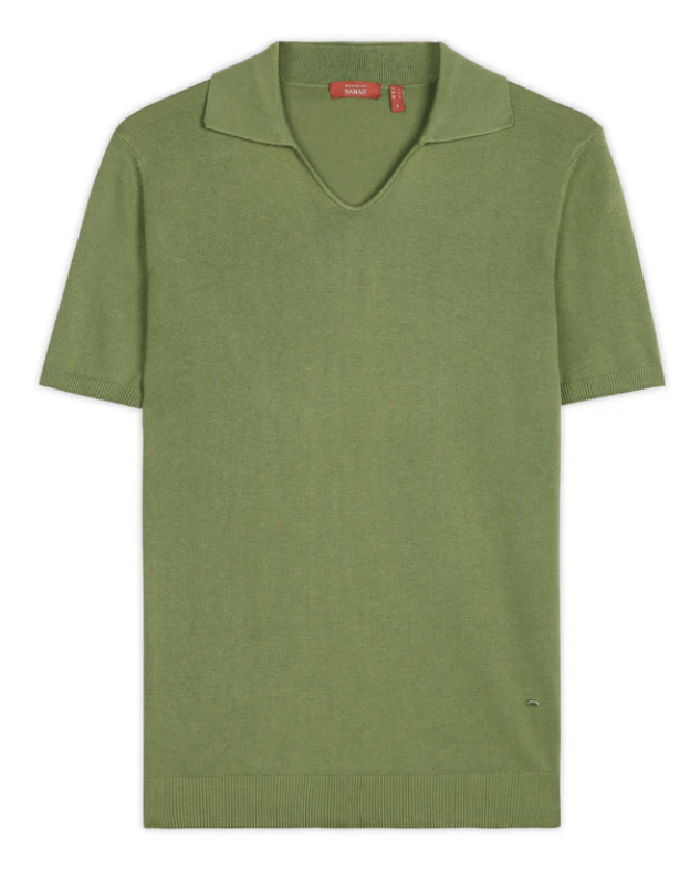 Fern Green Cotton-Bamboo U-Neck Polo