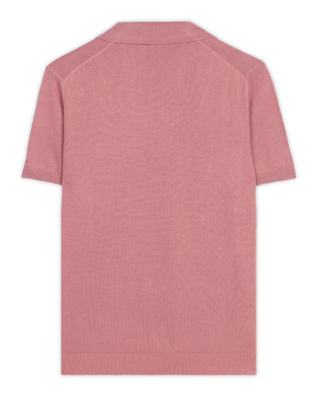 Clay Pink Cotton-Bamboo U-Neck Polo
