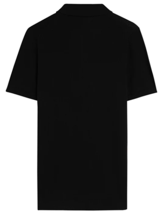 Ink Black Cotton Bamboo Waffle Polo