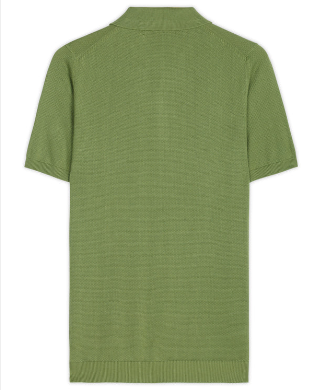 Fern Green Cotton Bamboo Waffle Polo