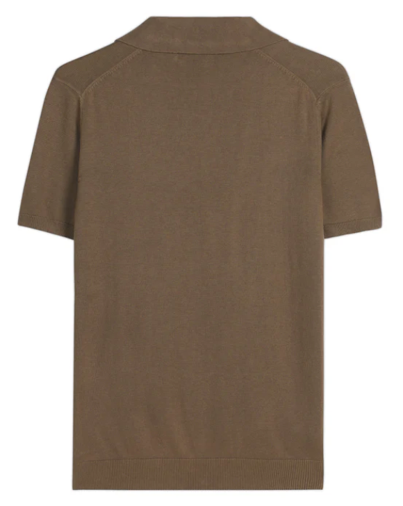 Cocoa Brown Cotton-Bamboo U-Neck Polo