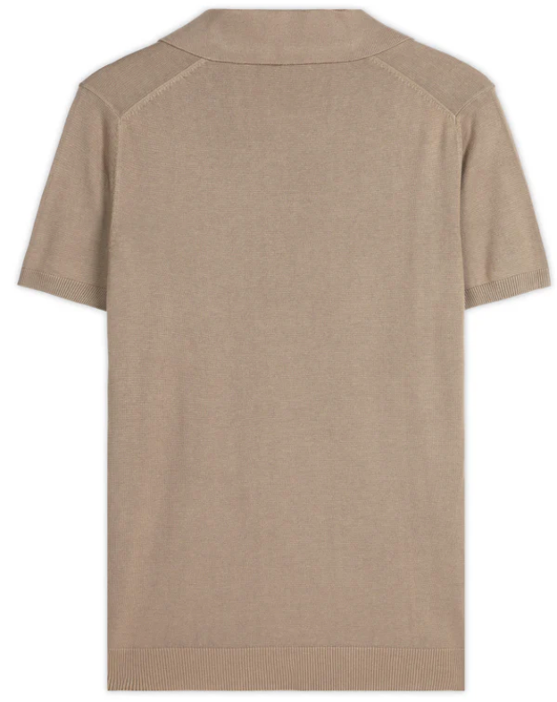 Warm Tan Cotton-Bamboo U-Neck Polo