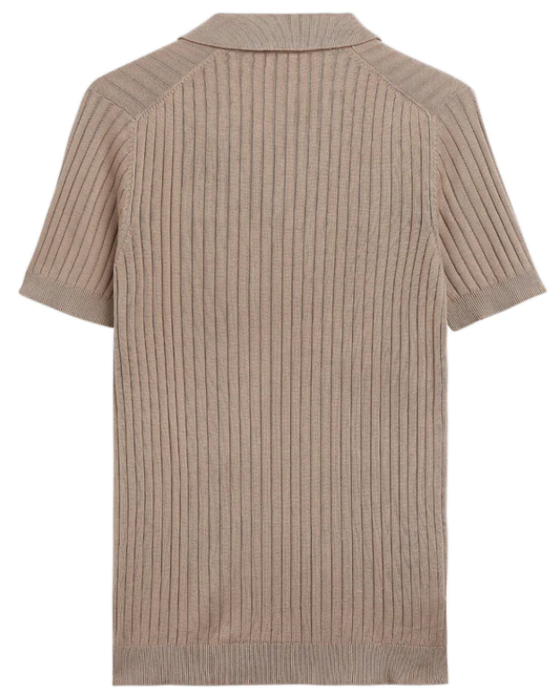 Warm Tan Cotton Bamboo V-Neck Polo