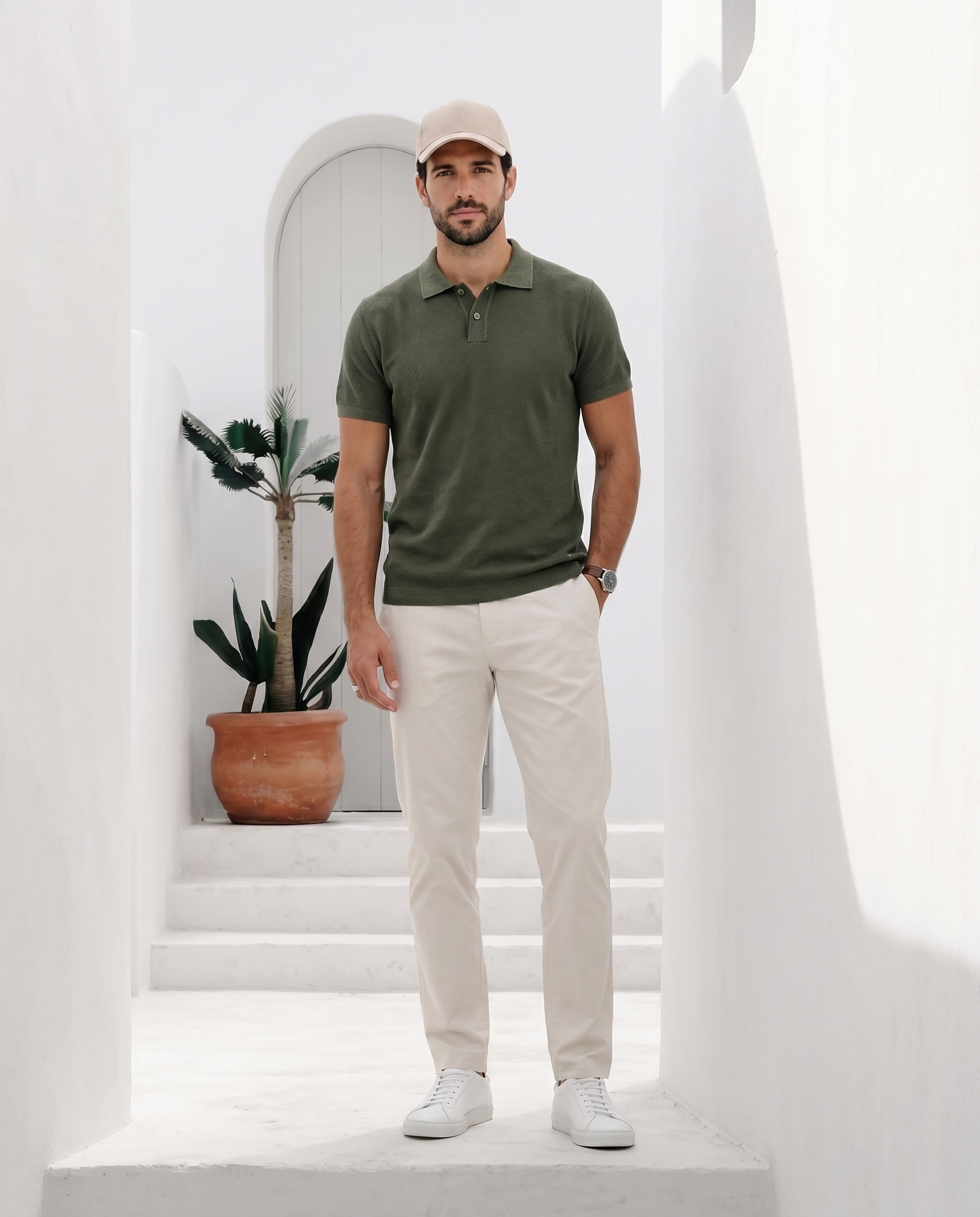 Khaki Green Mill Broad Placket B-Polo