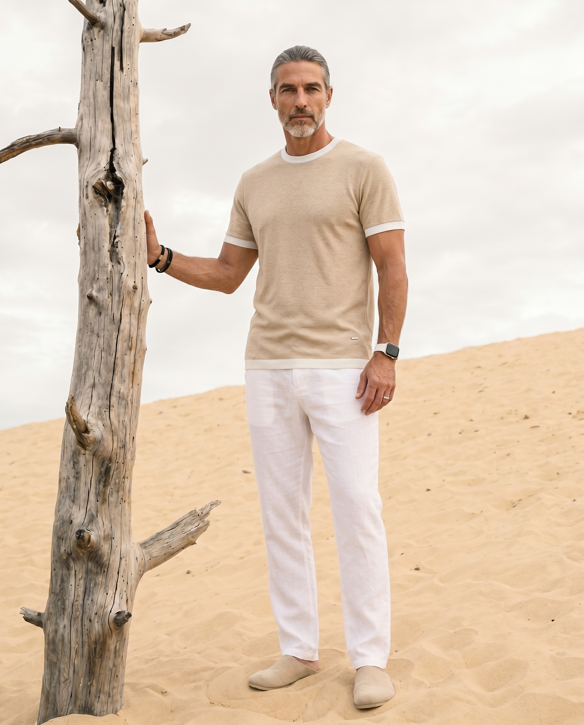 Beige Mill Contrast T-Shirt