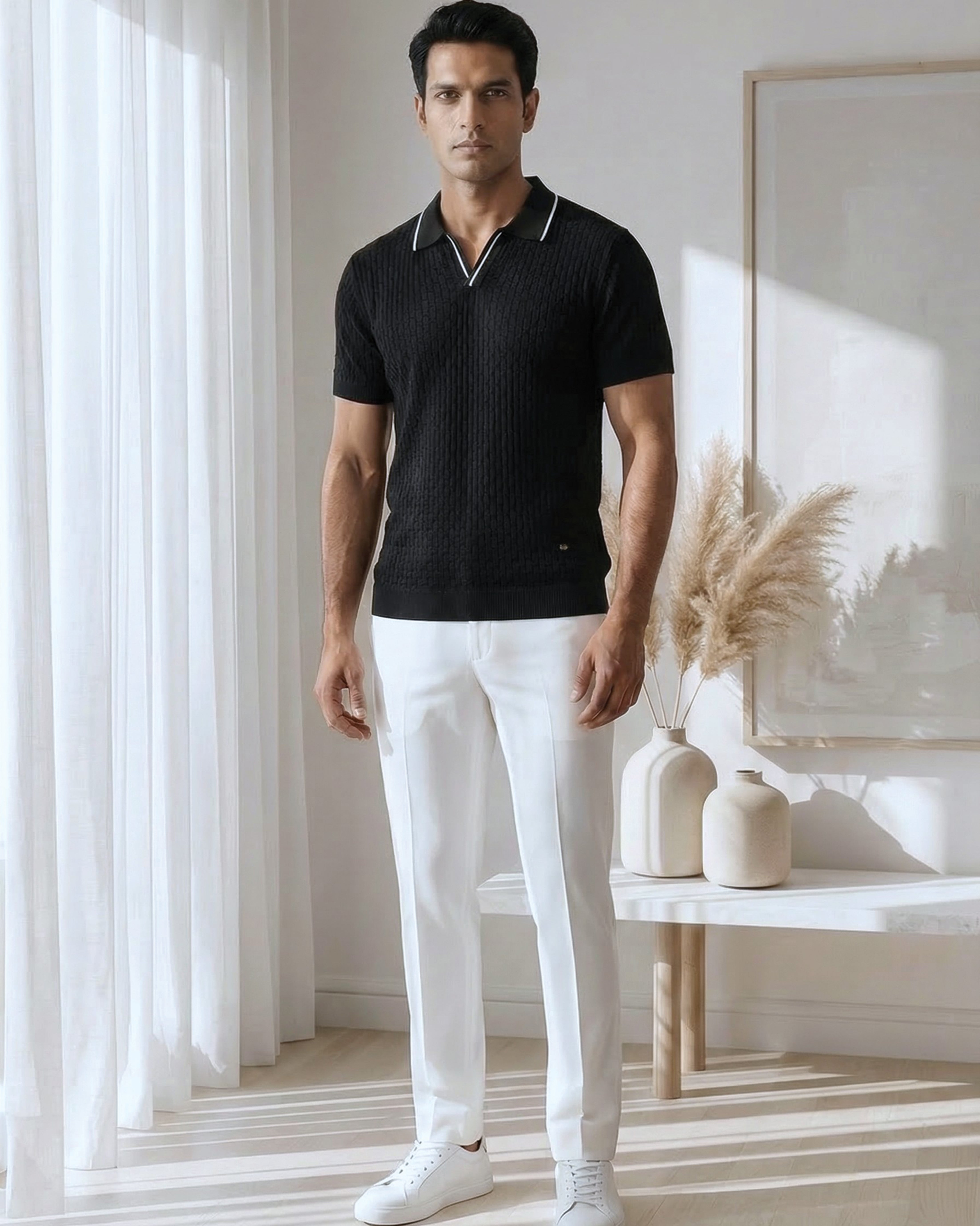 Soft White Piping Basket V-Polo