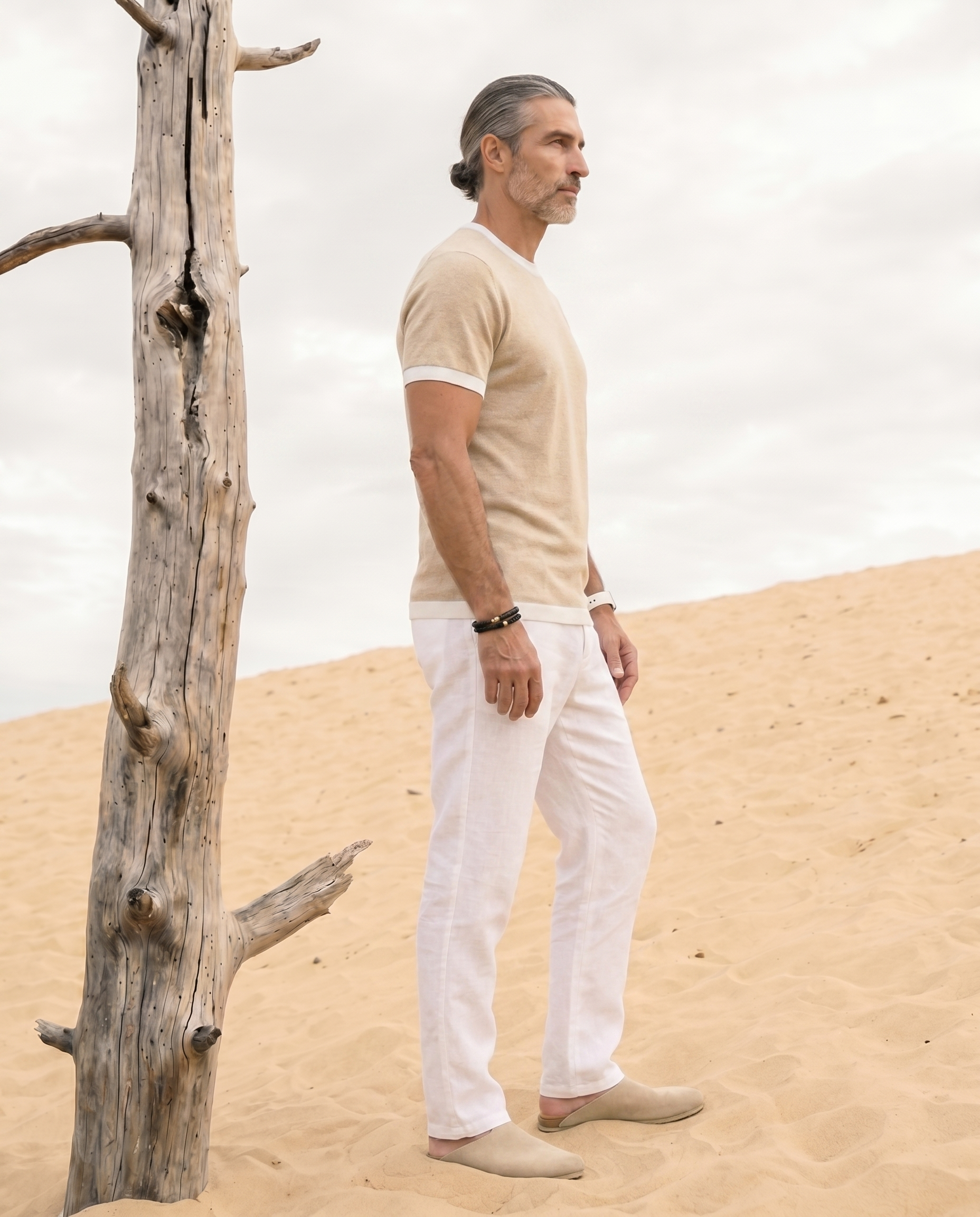 Beige Mill Contrast T-Shirt