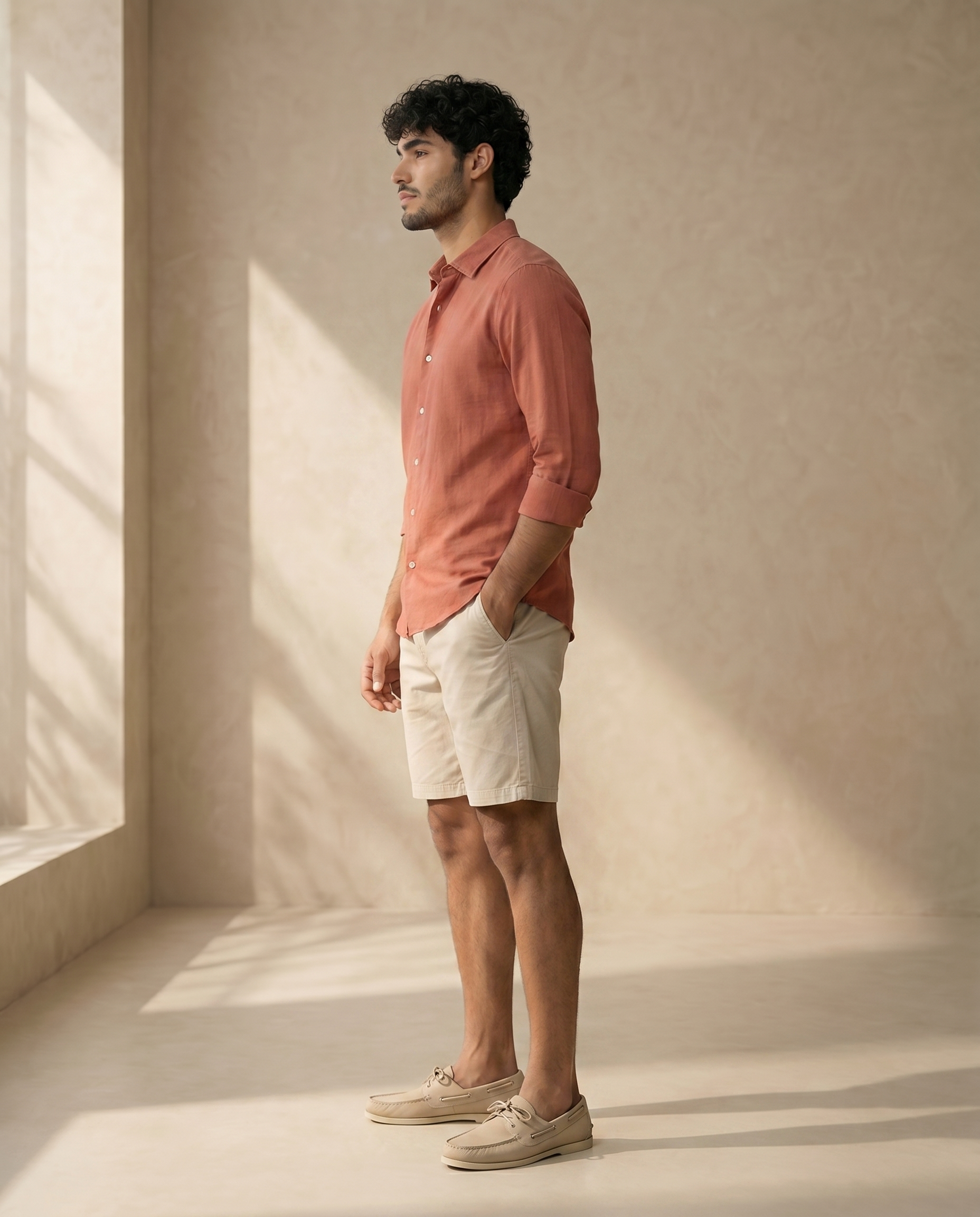 Burnt Ochre Linen Blend Shirt