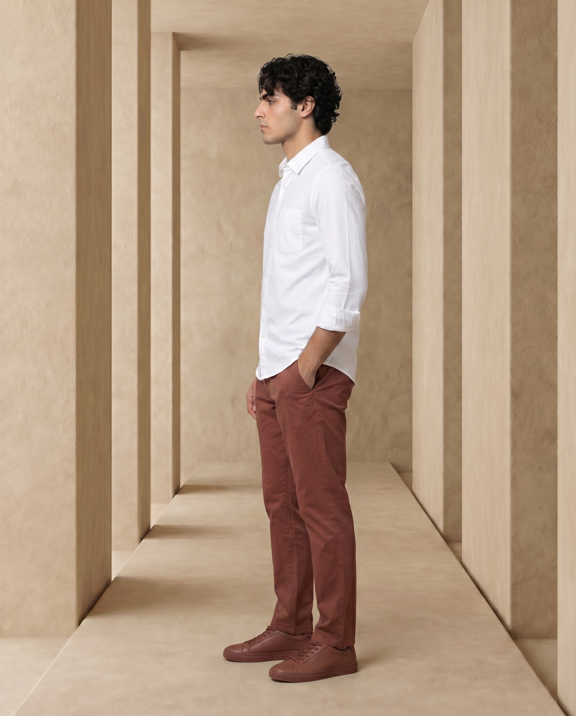 Pure White Heavy Oxford Stretch Cotton Shirt