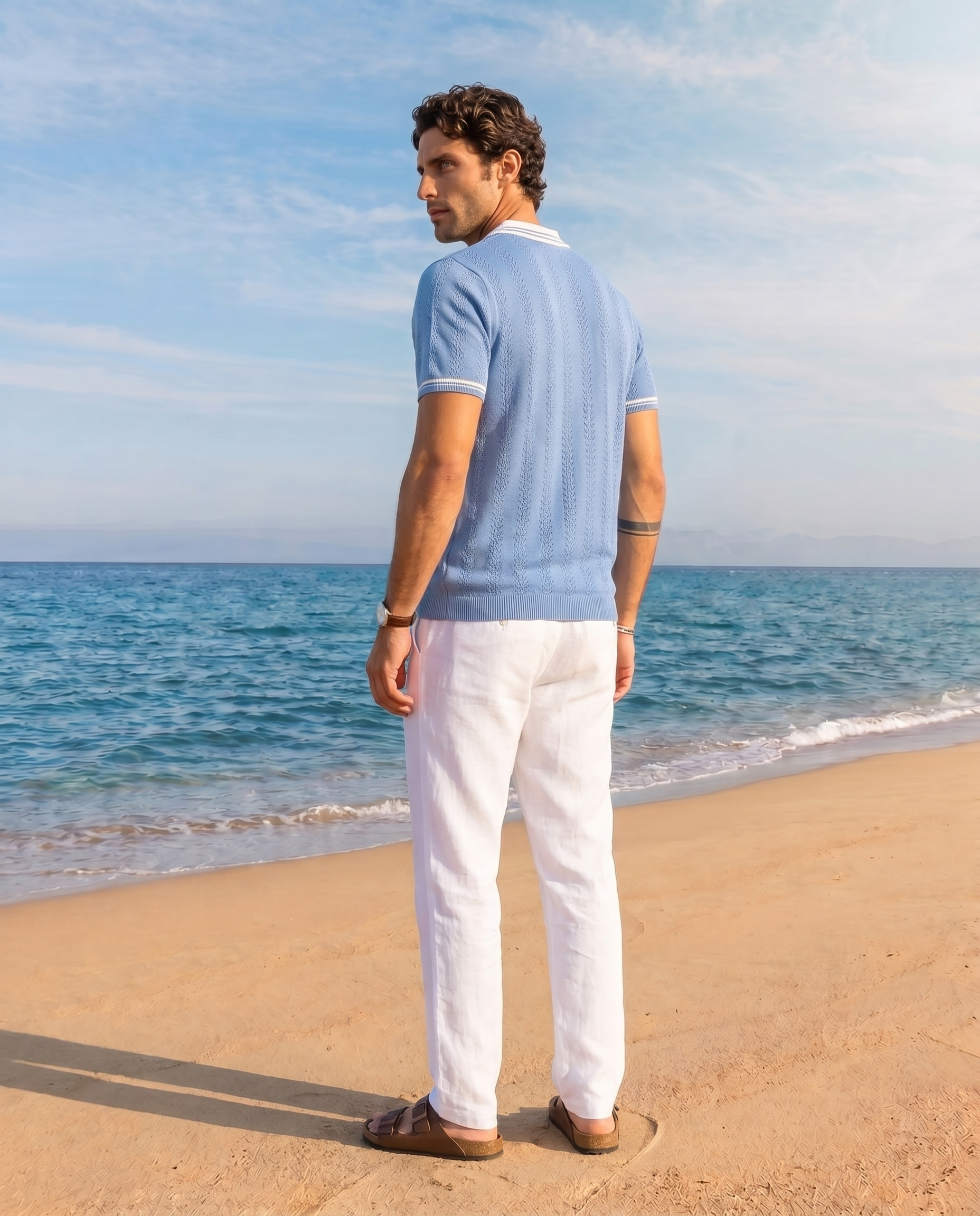 Sky Blue Mill Varsity V-Polo