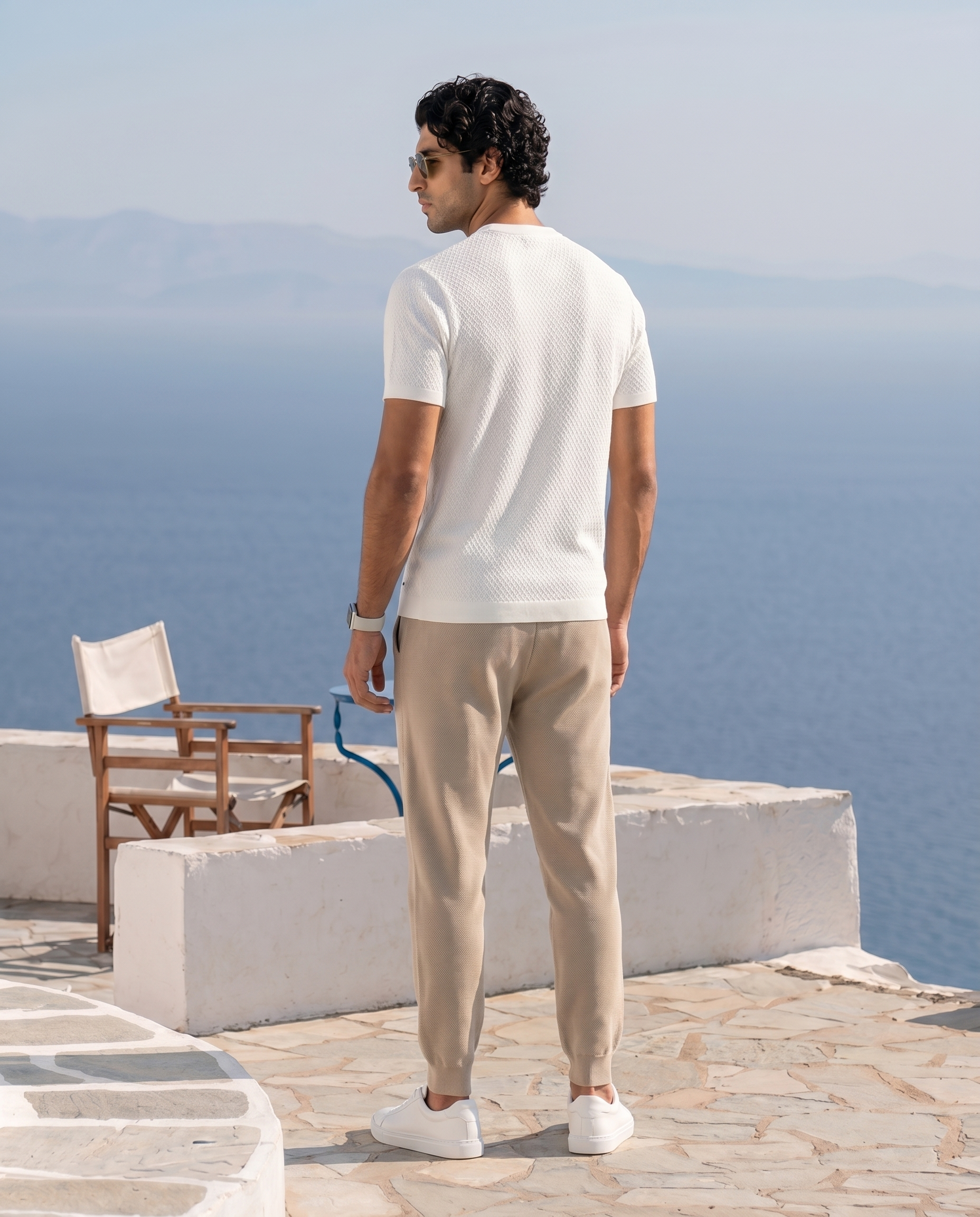 Soft White Chevron Round Neck T-Shirt