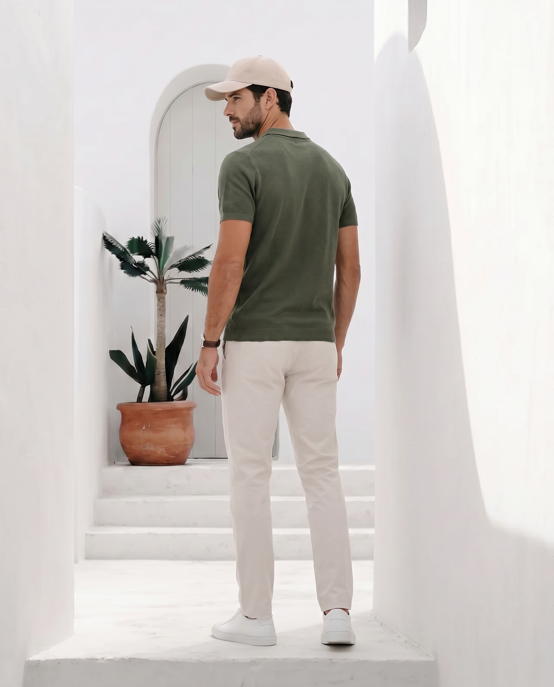 Khaki Green Mill Broad Placket B-Polo