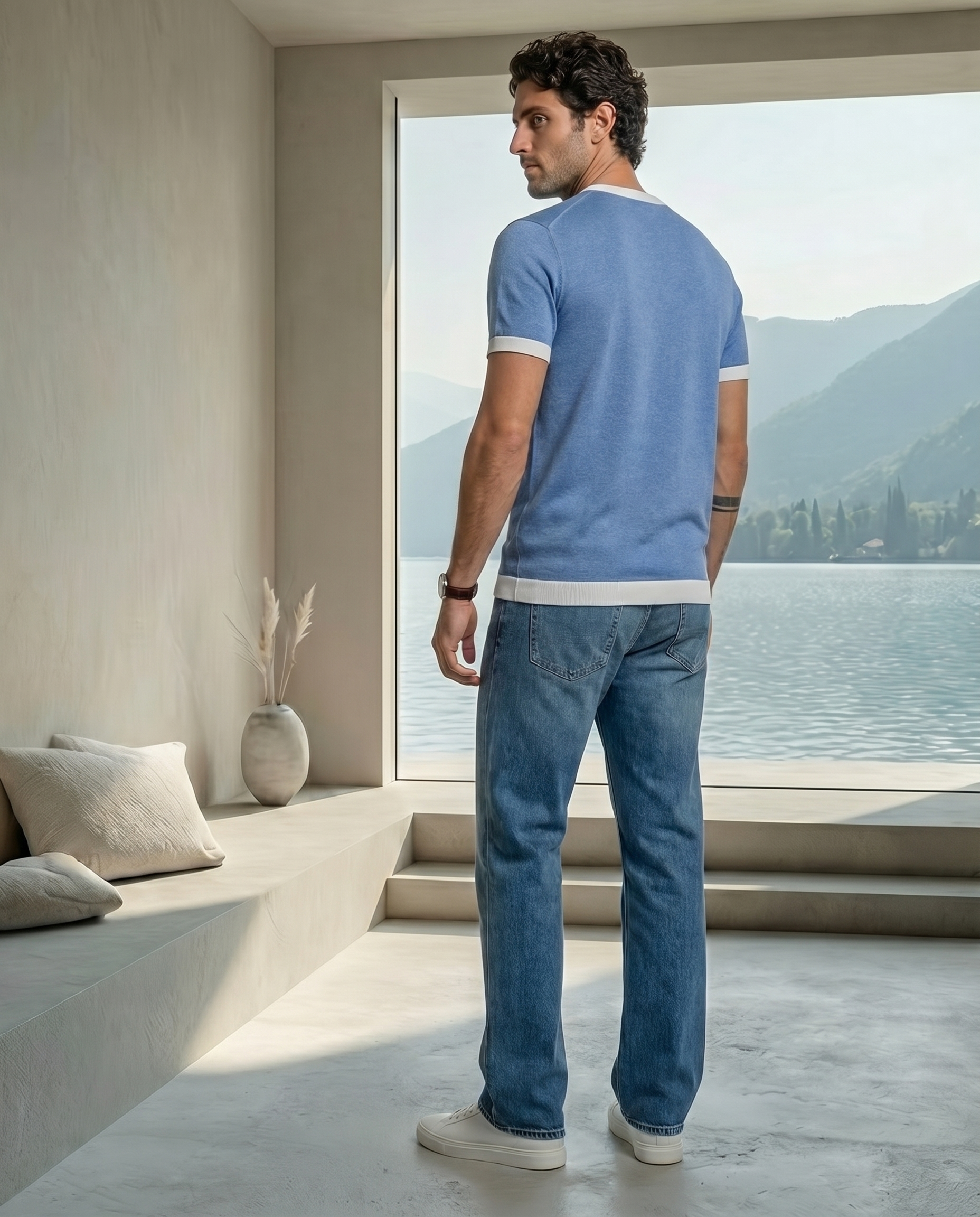 Sky Blue Mill Contrast T-Shirt